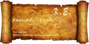 Kmetykó Ernő névjegykártya